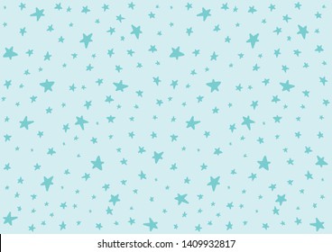 Colored stars for baby background. Illustration for kids decoration, children print template. Small and big stars isolated on vector for babies.