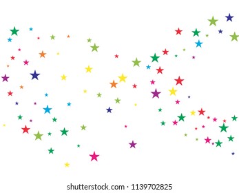 Colored Stars Confetti Vector Magic Cosmic Garland. Christmas, Birthday Party Scatter Gamour Sparkles Glowing Celebration Decoration. Noble VIP New Year Holiday Premium Texture, Gold Star Explosion