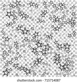 Colored stars in the dark sky. The concept of the holiday, the happiness of the new year. Isolated Object. Vector illustration.