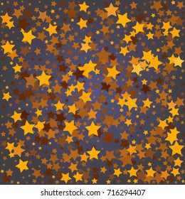 Colored stars in the dark sky. The concept of the holiday, the happiness of the new year. Vector illustration.