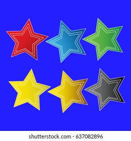 Colored stars icons set.