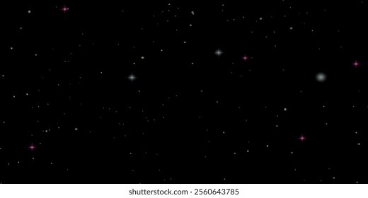 Colored stars on a black background. Space vector