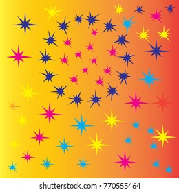 Colored stars on orange background