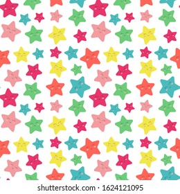 colored stars seamless background pattern. smile. multi-colored and stylish