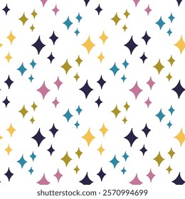 Colored stars seamless pattern, vector background. Ideal for fabric, textile, baby bedding, wallpaper, pajamas. Scandinavian style.