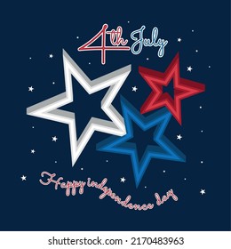 Colored stars with text Happy USA independence day Vector