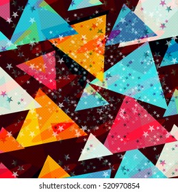 colored stars and triangles geometric background for your design
