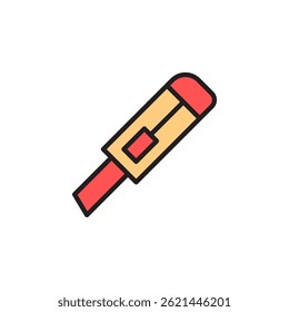Colored Stationery Icon Featuring a Red and Yellow Writing Tool with Functional Design Elements for Creative Workspaces and Education Contexts
