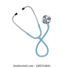 Colored stethoscopes icon, medical equipment for doctor, heart shape, vector illustration isolated on shite background