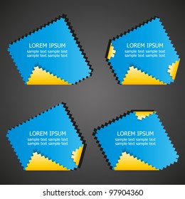 colored sticker with a curved edge