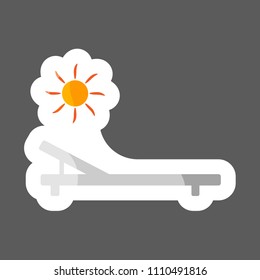 Colored sticker icon of the chaise lounge. Badge of sun loungers. Lounger free of charge. Vector icon. Layers grouped for easy editing illustration.  For your design.