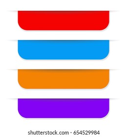 Colored sticker labels with transparent shadow. Vector 3d illustration