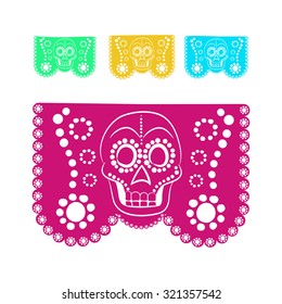 colored sticker paper in traditional Mexican style and patterns for backgrounds skulls, celebrations, day of the dead, halloween, fiesta.