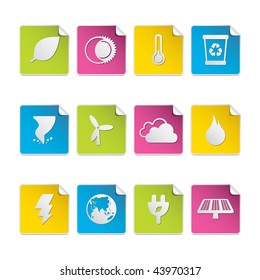 Colored Sticker Square - Ecology and Season Set. For multiple applications. See more in my portfolio...