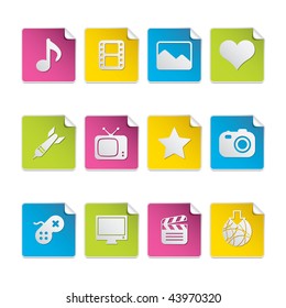 Colored Sticker Square - Multimedia and Entertainment Set. For multiple applications. See more in my portfolio...