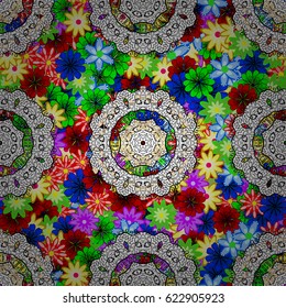 Colored stickers, flash temporary tattoo, mehndi and yoga design, boho, magic symbol. Colored over. Vintage vector pattern. Invitation, wedding card, scrapbooking. Decorative ornate round mandala.