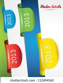 colored stickers on the edge of web for new year 2013
