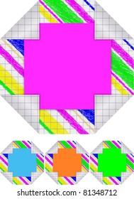 colored stickers on the exercise books