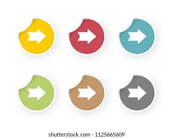 colored stickers set with arrows icon