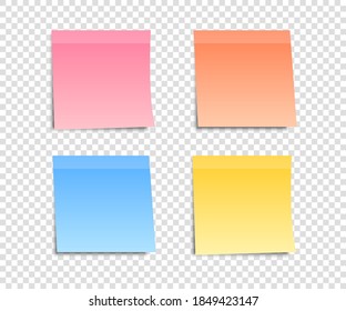 Coloridos stickers. Notas pegajosas. Hojas realistas para notas. Vista frontal. Por tu mensaje.