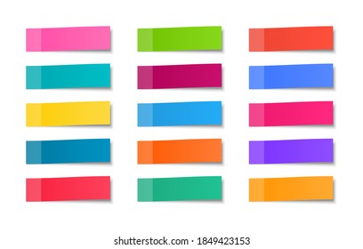 Colored stickers set. Sticky notes. Realistic note papers. Front view. For your message.