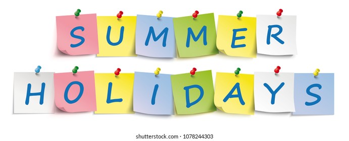 Colored stickers with the text Summer Holidays. Eps 10 vector file.