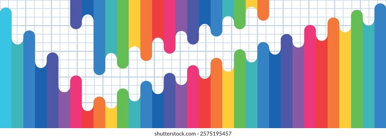 colored sticks in the form of crayons and pencils on the background of a school sheet in a box
