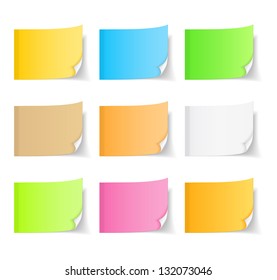 Colored sticky notes with curl, vector eps10 illustration