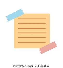 Colored sticky notes paper illustration. Blank paper sheets for note. Cute notes paper stickers for your message. Blank notes with elements of planning for business office writing reminds.