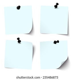 colored sticky papers with black pin needle
