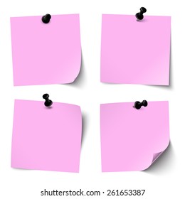 colored sticky papers with black pin needle
