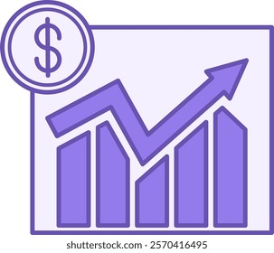 Colored Stocks Icon. Vector Illustration. Stocks and Securities Price Change Chart. Stock Market Concept