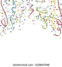 colored streamers and confetti background for party or festival usage