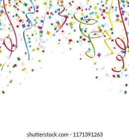 colored streamers and confetti background for party or festival usage