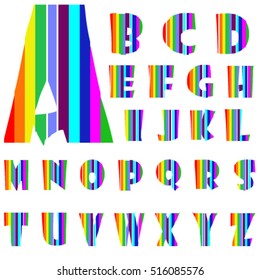 colored strip alphabet set many A W