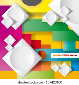  colored striped  background with white squares