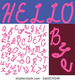Alfabeto doodle a rayas coloreadas. Cartas dibujadas a mano.