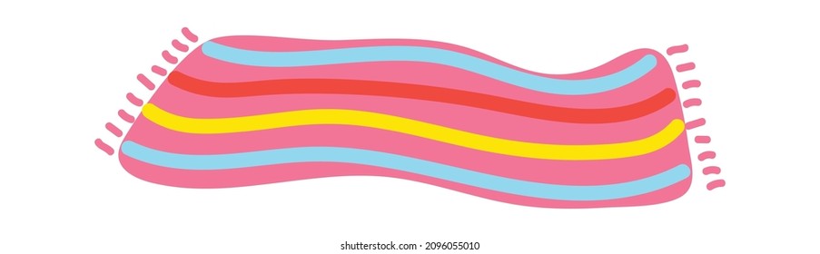 Colored stripes beach towel, wavy summer accessory. Vector summer beach towel for vacation illustration