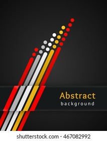 Colored Stripes With Circles Over Black Background. Retro Vector Illustration. Design Template. Abstract Lines Directed Upwards. Concept Of Leadership, Competition, Success And Etc