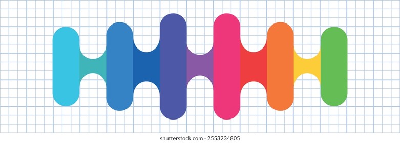 colored stripes in musical style. Equalizer on a school notebook sheet