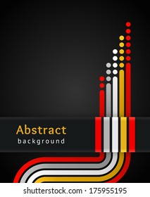 Colored stripes on black background, vector