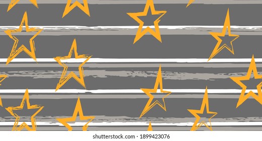 Colored stripes and stars. Simpless. Fashion watercolor striped design. Hand drawn lines in a watercolor style. Fabric, textile design, wrapper, cover.