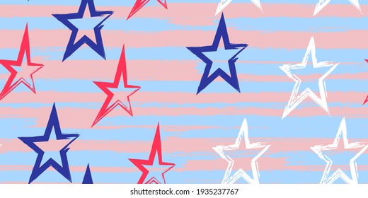 Colored stripes and stars. Simpless. Fashion watercolor striped design. Hand drawn lines in a watercolor style. Fabric, textile design, wrapper, cover.
