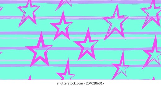 Colored stripes and stars. Simpless. Fashion watercolor striped design. Hand drawn lines in a watercolor style. Fabric, textile design, wrapper, cover.