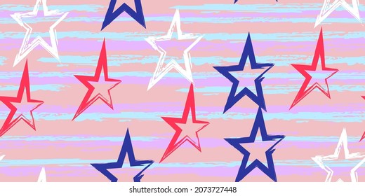 Colored stripes and stars. Simpless. Fashion watercolor striped design. Hand drawn lines in a watercolor style. Fabric, textile design, wrapper, cover.