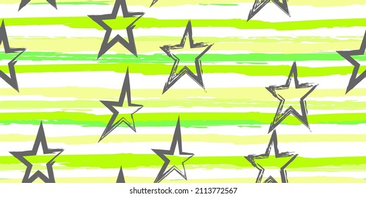Colored stripes and stars. Simpless. Fashion watercolor striped design. Hand drawn lines in a watercolor style. Fabric, textile design, wrapper, cover.