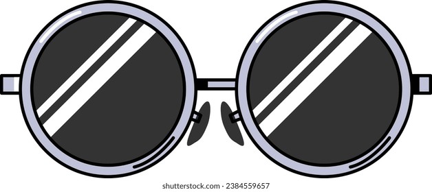 Colored stroked round tinted glasses. Eye protection modern accessory. Health and vision protection. Cartoon colorful vector isolated on white background