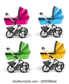 Colored strollers for baby boys and baby girls