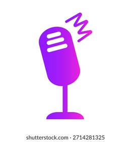 Colored studio microphone icon. Podcast element. Concept webinar, online training, audio blog or radio show.