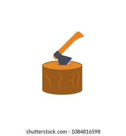colored stump and ax illustration. Element of construction tools for mobile concept and web apps. Detailed stump and ax illustration can be used for web and mobile. Premium icon on white background